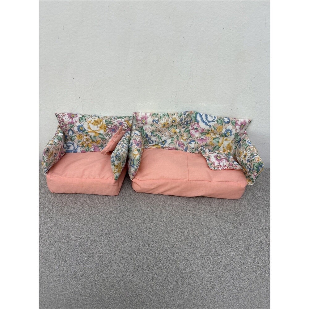 Vintage 1994 Toymax stuffed Barbie sized couch and chair With Pillows & Cover